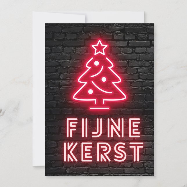 Cartão De Festividades Fijne Kerst Rood Neon Kerstmis Xmas (Frente)