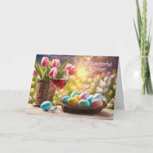 Cartão De Festividades Filha Adulta Feliz Páscoa com Flores Páscoa