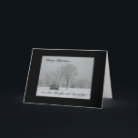 Cartão De Festividades Filha do Feliz Natal/cena de filho-em-lei-Inverno<br><div class="desc">Envie este cartão a sua filha e a seu marido para enviar seus cartões de natal. Caracterizando uma cena bonita da neve de Canadá,  em um quadro preto. Pense fora da caixa… que tudo não tem que estar no vermelho!</div>