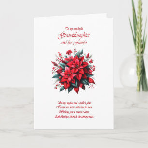 Cartão De Festividades Filha e Poinsettias de Natal Familiares