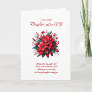 Cartão De Festividades Filha e sua Esposa de Natal Poinsettias