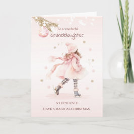 Cartão De Festividades Filha/Netas Rosa Natal Menina