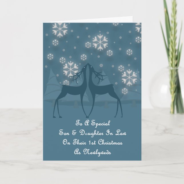 Cartão De Festividades Filho E Filha Em Direito Reindean Natal (Frente)