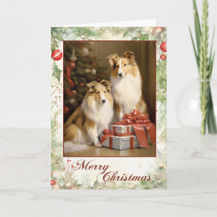 Cartão De Festividades Filhote Collie Vitoriano Natal