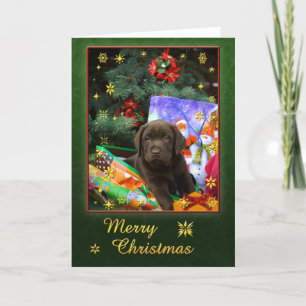 Cartão De Festividades Filhote de cachorro de Labrador no humor do Natal