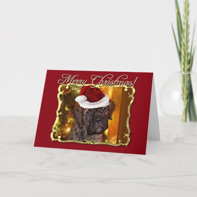 Cartão De Festividades Filhote de cachorro do Mastiff do Natal (Frente)
