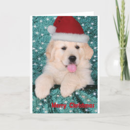 Cartão De Festividades Filhote de cachorro do Natal do golden retriever