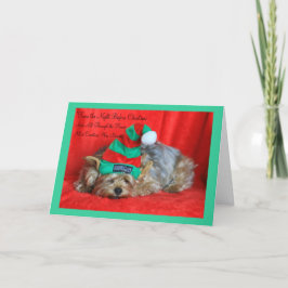 Cartão De Festividades Filhote de cachorro sonolento que veste o chapéu