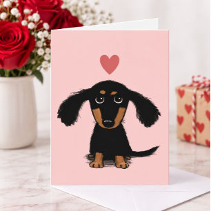 Cartão De Festividades Filhote de Dachshund de Cabelo Comprido Dia dos Na