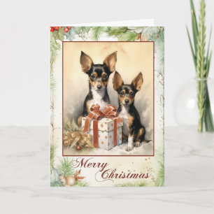 Cartão De Festividades Filhote de Fox Terrier de Brinquedo Vitoriano de N