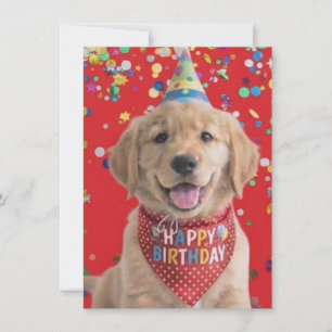 Cartão De Festividades Filhote de golden retriever desejando feliz aniver