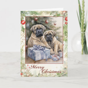Cartão De Festividades Filhote de Mastiff Vitoriano Natal