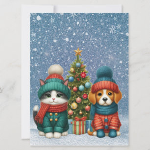 Cartão De Festividades Filhote de Natal fofo e gatinho