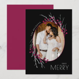 Cartão De Festividades Filiais de Feliz de Berries Red Black