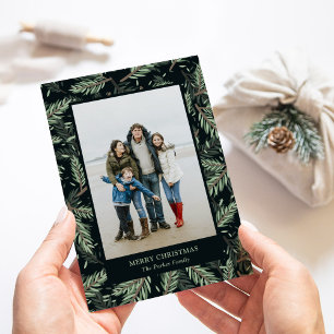 Cartão De Festividades Filiais de Natal Elegantes em Preto   Foto