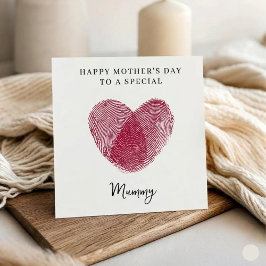 Cartão De Festividades Fingerprint Heart Happy Mother's Day Card