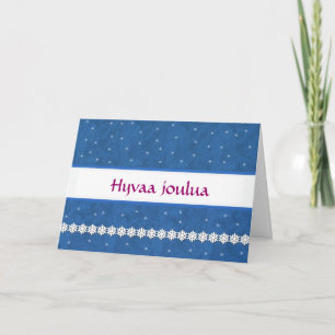 Cartão De Festividades FINNISH Hyvaa joulua Snowflakes BLUE Background