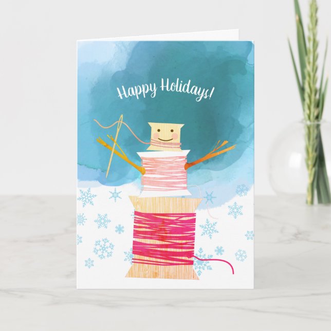 Cartão De Festividades Fio de agulha com neve artesanato de costura Natal (Frente)