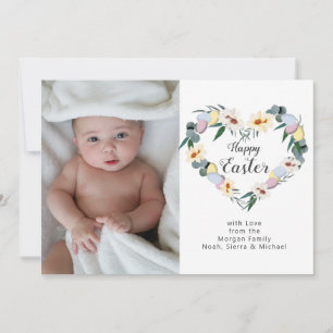 Cartão De Festividades Fio de Ovos de Felz pascoa Branco   Foto da famíl