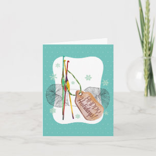 Cartão De Festividades Fios de crochê aquática, feitos à mão, Natal