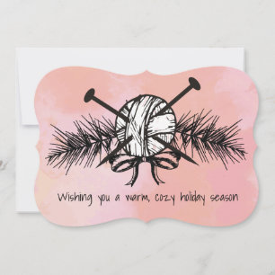 Cartão De Festividades Fios de Natal feitos à mão com agulhas de tricô de