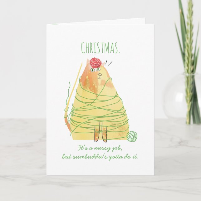 Cartão De Festividades Fios enrolados, de malha Natal (Frente)