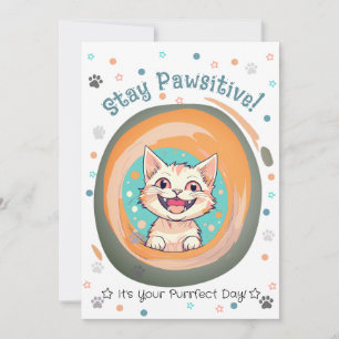 Cartão De Festividades Fique Pawsitivo Pastel Aniversário/Encorajamento/