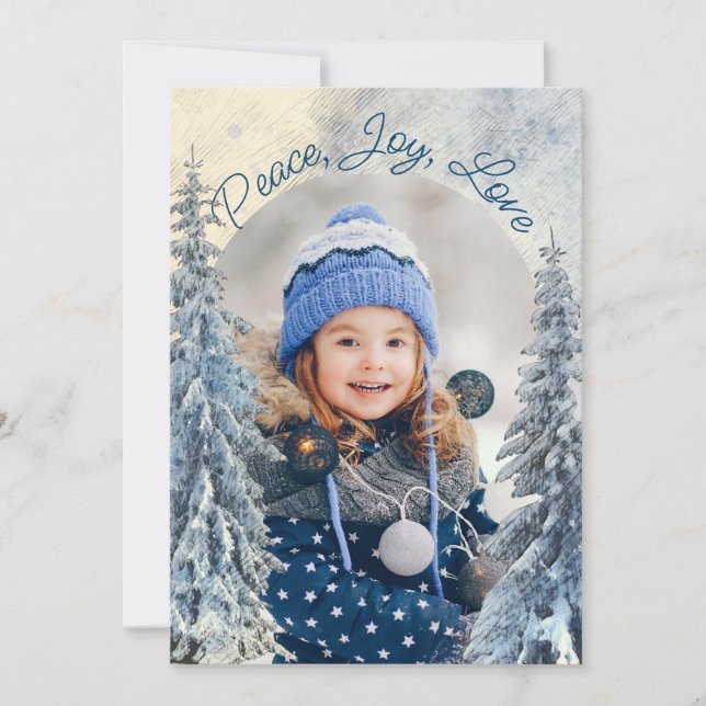 Cartão De Festividades Fir Trees e Neve com Natal do Arch 2 (Frente)