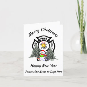 Cartão De Festividades Firefighter Christmas Fire Dept Holiday Card