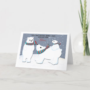 Cartão De Festividades First Christmas Mommy And Daddy Polar Bear Family