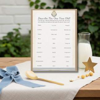 Cartão De Festividades First Space Birthday Describe One year Old Game  