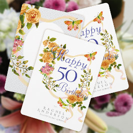 Cartão De Festividades Fita de Aniversário Rosa Dourada