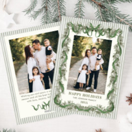 Cartão De Festividades Fita de Arco Verde Salvia Listrada Natal 2 Foto