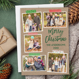 Cartão De Festividades Fita de Artesanato de Script de Pincel Feliz Kraft