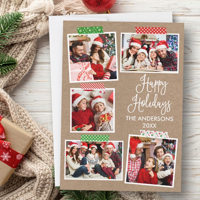 Cartão De Festividades Fita de Artesanato sobre Feriados Felizes do Kraft (Customize to add text to back of card.)