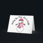 Cartão De Festividades Fita de câncer de mama do boneco de neve do Natal<br><div class="desc">NOTA:  Os cartões podem ser personalizados com sua própria mensagem pessoal da esperança.</div>