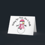 Cartão De Festividades Fita de câncer de mama do boneco de neve do Natal<br><div class="desc">NOTA:  Os cartões podem ser personalizados com sua própria mensagem pessoal da esperança.</div>