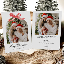 Cartão De Festividades Fita de Laço Vermelho Boho de Natal 2 Foto
