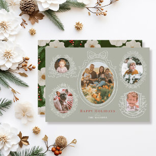 Cartão De Festividades Fita de Natal de Fita e Frames Botânicos 5