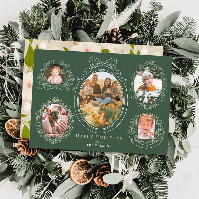 Cartão De Festividades Fita de Natal de Fita e Frames Botânicos 5 (Criador carregado)