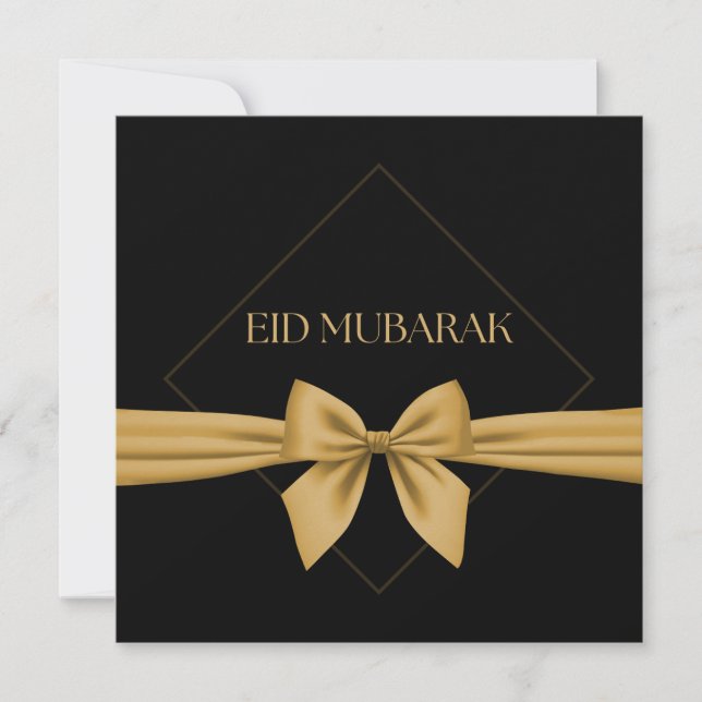Cartão De Festividades Fita de ouro Eid Mubarak (Frente)