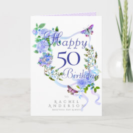 Cartão De Festividades Fita de Rosa Azul de Aniversário