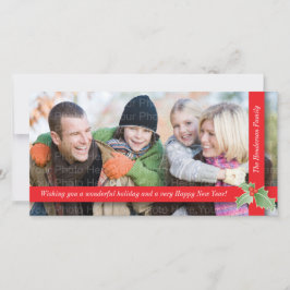 Cartão De Festividades Fita festiva do azevinho: Vermelho