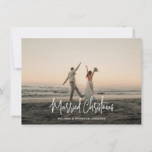 Cartão De Festividades Fita Fotográfica manuscrita de Natal 4 casada