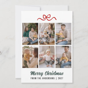 Cartão De Festividades Fita Vermelha Minimalista Feliz Natal Multi Foto