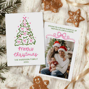 Cartão De Festividades Fitas Desenhadas à Mão em Árvore de Natal Foto Nat