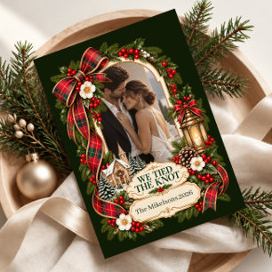 Cartão De Festividades Fizemos o Nó Foto de Natal de Casamento