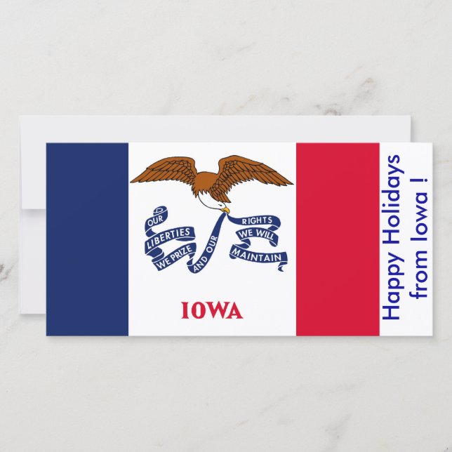 Cartão De Festividades Flag of Iowa, Happy Holidays, EUA (Frente)