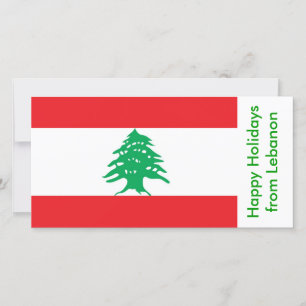 Cartão De Festividades Flag of Lebanon, Happy Holidays from Lebanon