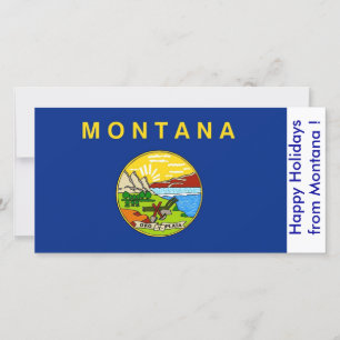 Cartão De Festividades Flag of Montana, Happy Holidays from U.S.A.